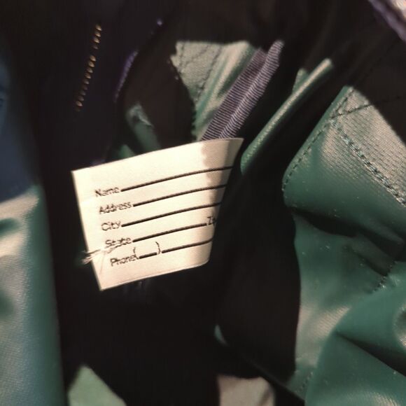 Vintage Lands End Duffel Weekend Messenger Travel Bag Green 3 Pocket Strap - Picture 9 of 9